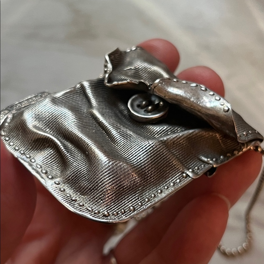 MAREK + LUCYNA NIENIEWSCY sterling silver coin purse pendant brooch - Picture 7 of 16